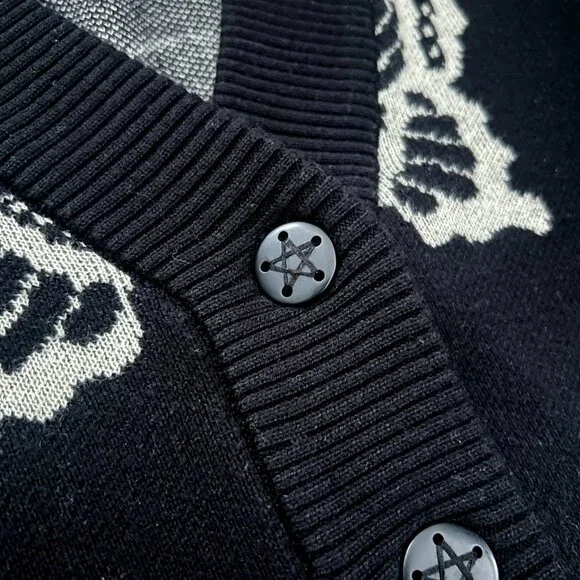 Lurking Class Skullfly Butterfly Scull Crop Cardigan Sweater Black Goth Grunge M - Picture 9 of 10